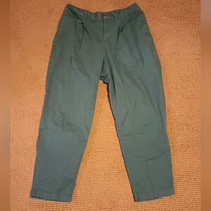 Forest Green Stretch Waist Straight Leg Ankle Trousers